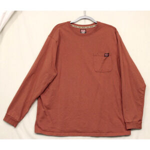 Wrangler Workwear Long Sleeve T Shirt Men 2XL Burnt Orange Pocket‎ 100% Cotton
